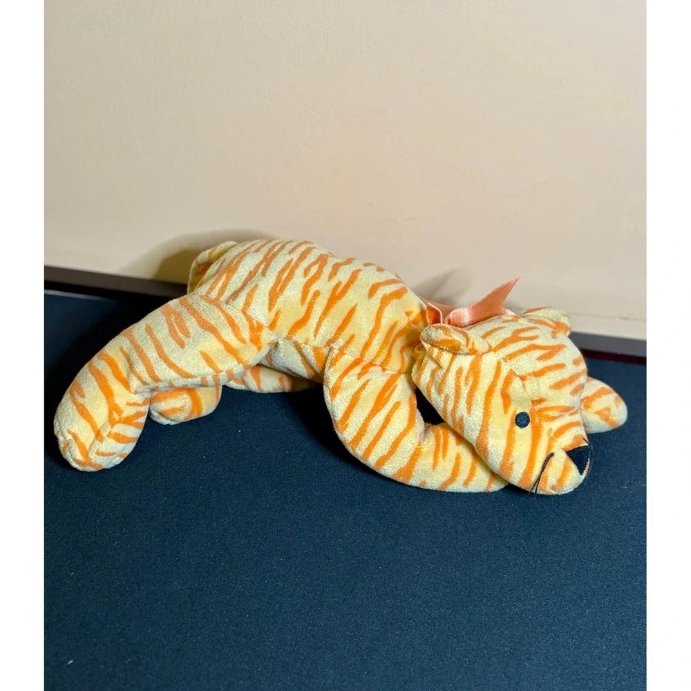 1996 Vintage Ty Beanie Baby Pillow Pals Purr Stripe Tiger Cat Plush Animal